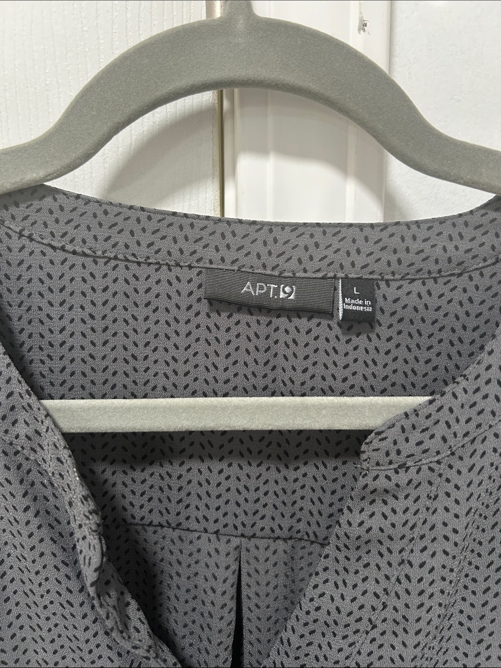 Apt. 9 Charcoal Micro-Print Split-Neck Blouse - Picture 2 of 5